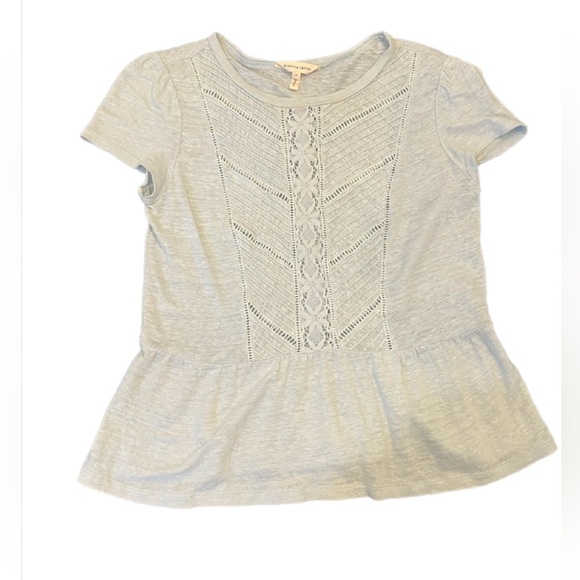 Rebecca Taylor Pale Blue Linen Lace Top- Medium - Picture 4 of 6